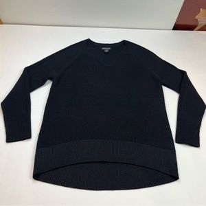 Athleta Women‎ Black Hanover Merino Wool Blend V-Neck Sweater Top Athletic SZ XS